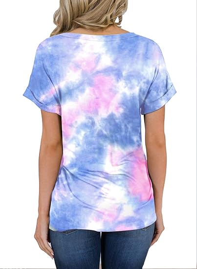 Damen Kurzarm V-Ausschnitt Shirts Lose Casual Tee T-Shirt 